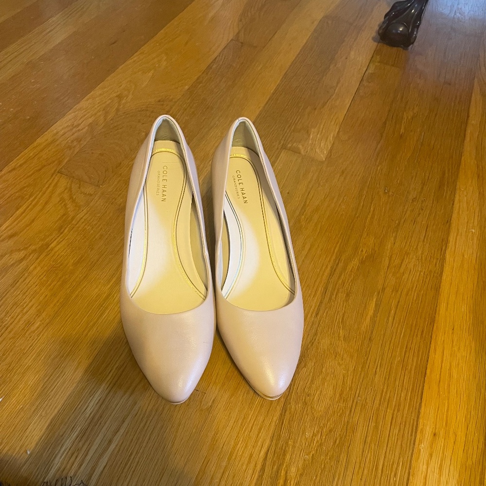 Cole Haan Grand Series Nude Wedge Heels, size 9